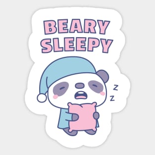 Cute Yawning Panda Beary Sleepy Pun Sticker